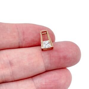 Estate Ross Simons Gold-Tone Sterling Silver 925 Cubic Zirconia Pendant